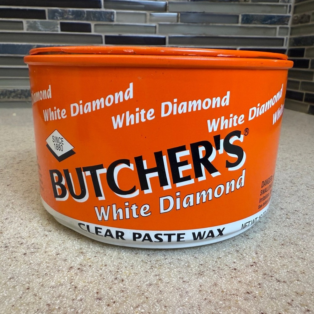 NEW VTG Butcher's White Diamond Clear Paste Wax 16oz Tin for Wood Metal Marble